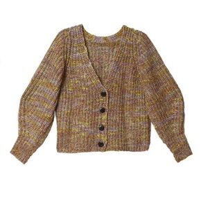 BA&SH Gilet Haili Reversible Cardigan Jaune Knit in Marled Yellow Combo